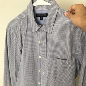 Soft checker pattern blue banana republic buttonup